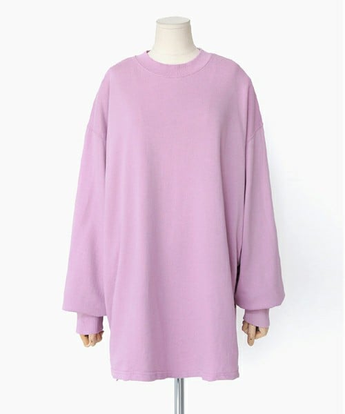 DHOLIC（ディーホリック）の「ワイドスリーブオーバーサイズロングTシャツ（Tシャツ/カットソー・レディース・ホワイト/ライトパープル/ディープスカイブルー/ブラック・FREE）」の4枚目の写真
