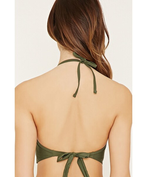 FOREVER 21（フォーエバー トゥエンティーワン）の「FOREVER 21 crisscross halter bikini top（水着・レディース・Pink/Green・S/M/L）」の7枚目の写真