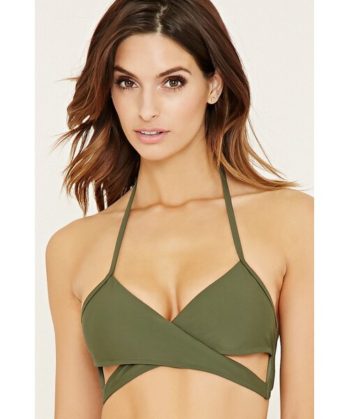 FOREVER 21（フォーエバー トゥエンティーワン）の「FOREVER 21 crisscross halter bikini top（水着・レディース・Pink/Green・S/M/L）」の6枚目の写真