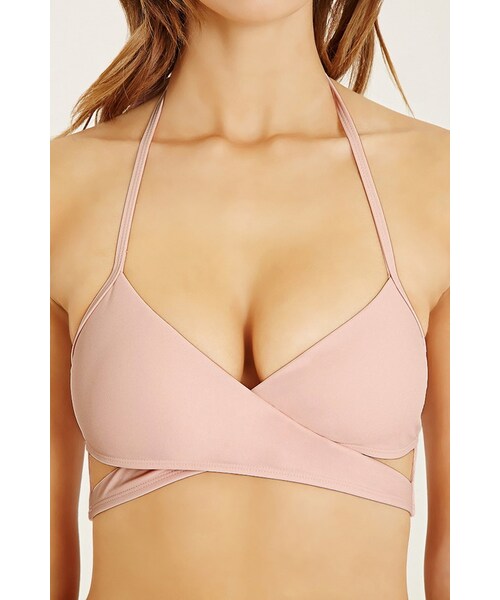 FOREVER 21（フォーエバー トゥエンティーワン）の「FOREVER 21 crisscross halter bikini top（水着・レディース・Pink/Green・S/M/L）」の4枚目の写真