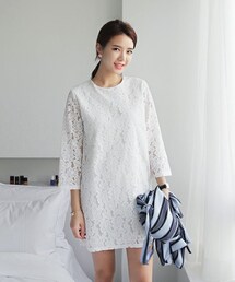 DHOLIC | スリーブシースルーフラワーレースワンピース(ワンピース)