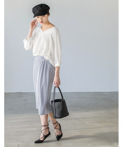 Re:EDIT（リエディ）の「メタルヒールレースアップフラットパンプス（シューズ・レディース・ブラック(001)/ホワイト(002)/ベージュ(004)/シルバー(023)・S(002)/M(003)/L(004)/LL(005)）」の4枚目の写真