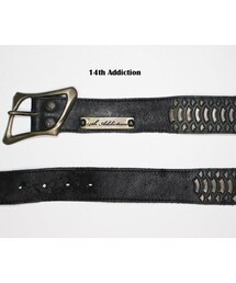 希少14th Addiction ダークブラウン レザー スタッズ ベルト 14th Addiction（フォーティーンスアディクション）の「14th Addiction