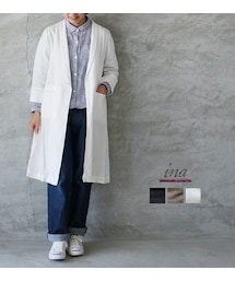 ina- | ina １つボタンリネンコート(ステンカラーコート)