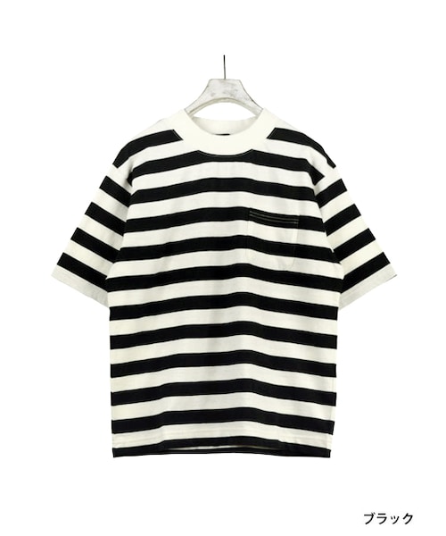 w closet(ダブルクローゼット)の「ハイネックポケ付きボーダーTシャツ(トップス・レディース・Sイエロー/Sグレー/ブラック・FREE)」の1枚目の写真