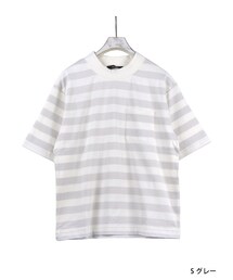 w closet | ハイネックポケ付きボーダーTシャツ(トップス)