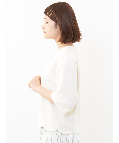 w closet(ダブルクローゼット)の「裾スカラッププルオーバー(トップス・レディース・オフホワイト/グレー/Dオレンジ・FREE)」の5枚目の写真