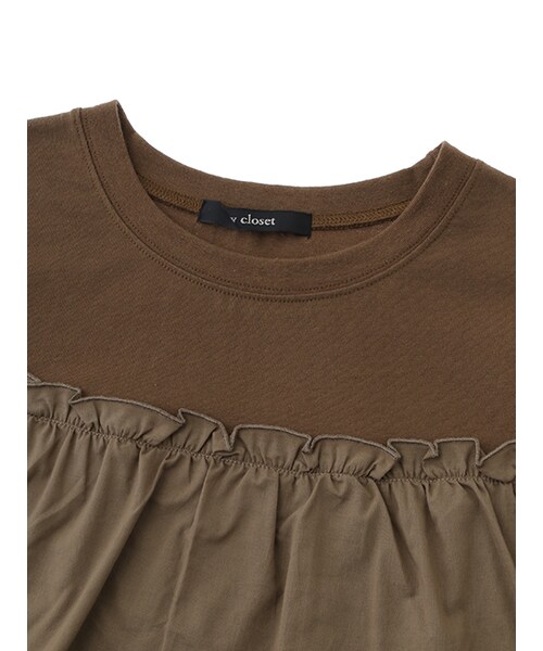 w closet（ダブルクローゼット）の「フリル付き半袖プルオーバー（トップス・レディース・オフホワイト/ベージュ/カーキ・FREE）」の7枚目の写真