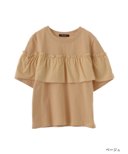 w closet（ダブルクローゼット）の「フリル付き半袖プルオーバー（トップス・レディース・オフホワイト/ベージュ/カーキ・FREE）」の2枚目の写真