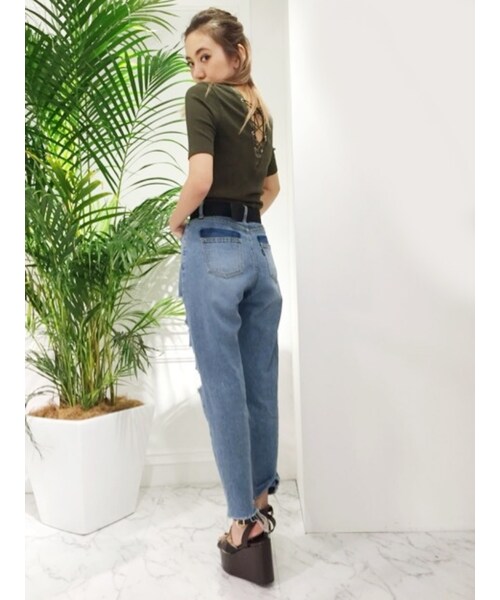 EVRIS（エヴリス）の「バックレースアップリブTOPS（トップス・レディース・ホワイト/ブラック/ピンク/マスタード/カーキ）」の7枚目の写真