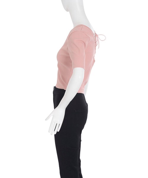 EVRIS（エヴリス）の「バックレースアップリブTOPS（トップス・レディース・ホワイト/ブラック/ピンク/マスタード/カーキ）」の9枚目の写真