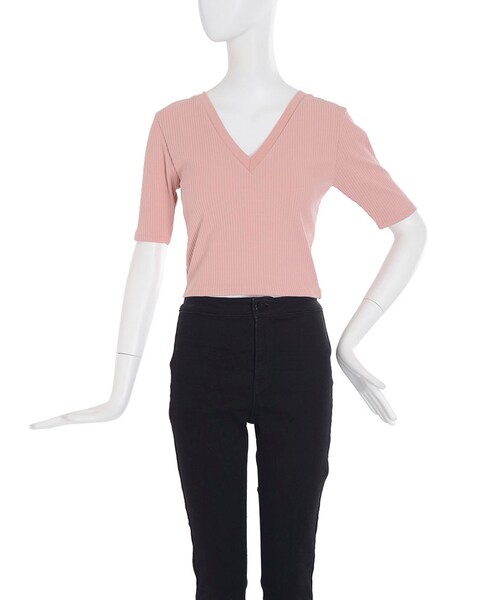 EVRIS（エヴリス）の「バックレースアップリブTOPS（トップス・レディース・ホワイト/ブラック/ピンク/マスタード/カーキ）」の8枚目の写真