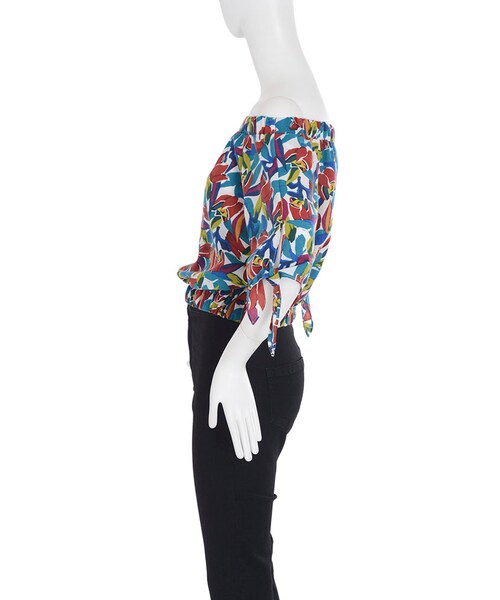 EVRIS（エヴリス）の「Paint FlowerオフショルTOPS（トップス・レディース・ホワイト/ブラック）」の6枚目の写真