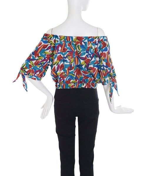 EVRIS（エヴリス）の「Paint FlowerオフショルTOPS（トップス・レディース・ホワイト/ブラック）」の7枚目の写真