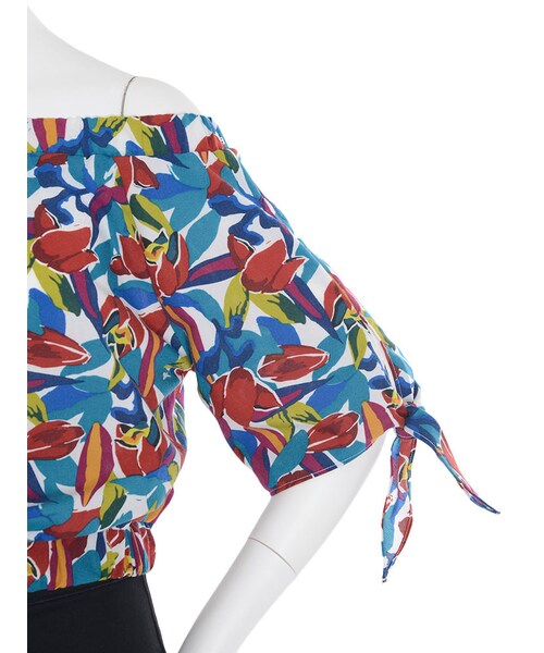 EVRIS（エヴリス）の「Paint FlowerオフショルTOPS（トップス・レディース・ホワイト/ブラック）」の10枚目の写真