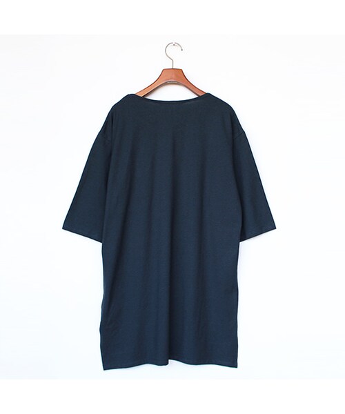 roundabout(ラウンダバウト)の「S/S Pocket Long T-Shirts(トップス・Navy/White・1/2)」の2枚目の写真