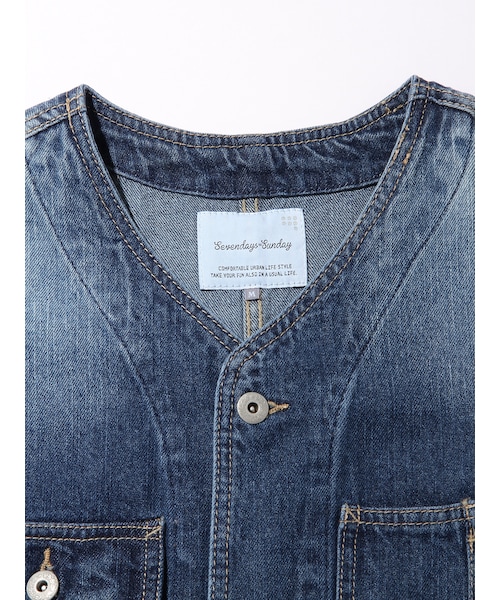 SEVENDAYS=SUNDAY（セブンデイズサンデイ）の「Men's デニム カバーオール（ジャケット/アウター・オフホワイト/ライトインディゴ・S/M/L）」の5枚目の写真