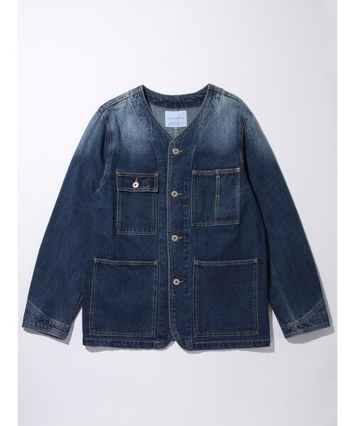 SEVENDAYS=SUNDAY（セブンデイズサンデイ）の「Men's デニム カバーオール（ジャケット/アウター・オフホワイト/ライトインディゴ・S/M/L）」の2枚目の写真