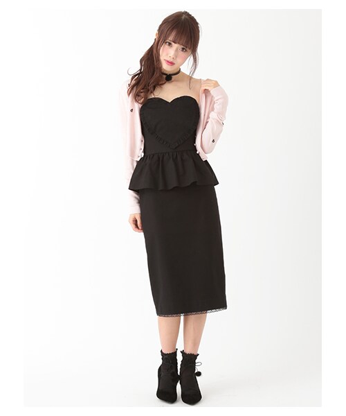 E hyphen world gallery Bon Bon（イーハイフンワールドギャラリーボンボン）の「ハートペプラムワンピース（ワンピース/ドレス・ブラック・S/M）」の3枚目の写真