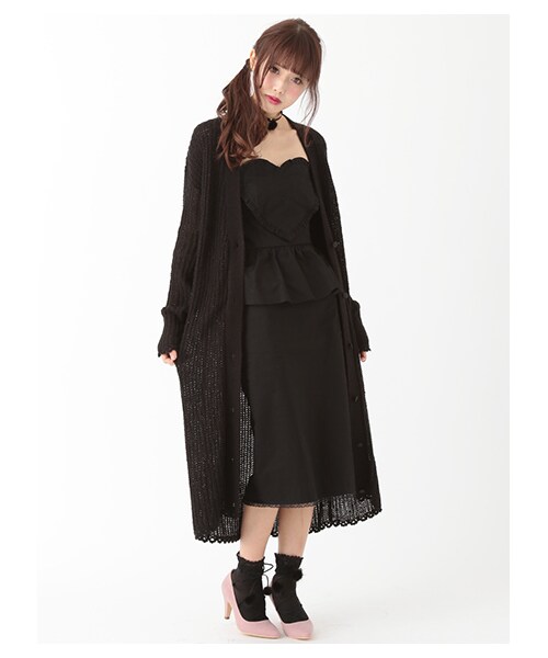 E hyphen world gallery Bon Bon（イーハイフンワールドギャラリーボンボン）の「ハートペプラムワンピース（ワンピース/ドレス・ブラック・S/M）」の4枚目の写真