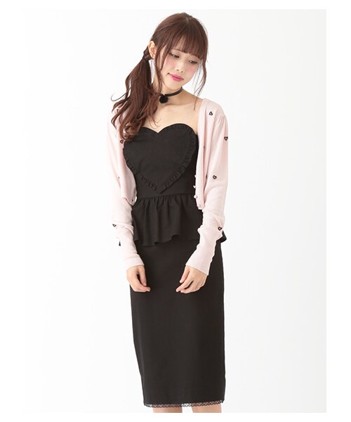 E hyphen world gallery Bon Bon（イーハイフンワールドギャラリーボンボン）の「ハートペプラムワンピース（ワンピース/ドレス・ブラック・S/M）」の2枚目の写真