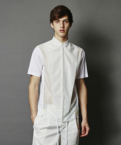 ato(アトウ)の「MESH×60/2 T-CLOTH SHIRTS(シャツ/ブラウス・メンズ・ホワイト/ブラック・44/46/48)」の1枚目の写真