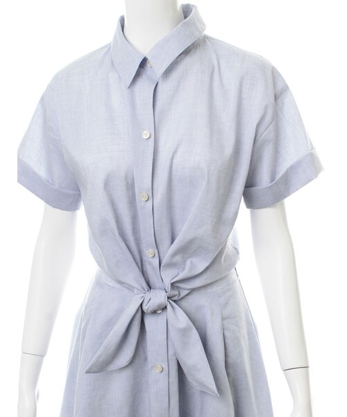 31 Sons de mode（トランテアン　ソン　ドゥ　モード）の「イレギュラーヘムシャツワンピース（ワンピース/ドレス・レディース・ブラック/ホワイト/サックスブルー・36/38）」の8枚目の写真