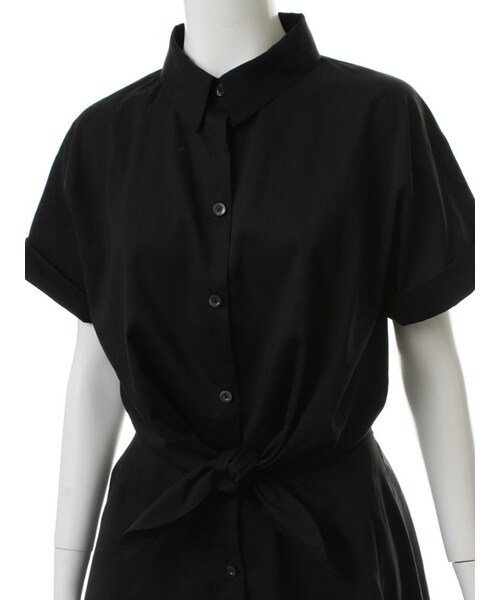 31 Sons de mode（トランテアン　ソン　ドゥ　モード）の「イレギュラーヘムシャツワンピース（ワンピース/ドレス・レディース・ブラック/ホワイト/サックスブルー・36/38）」の15枚目の写真