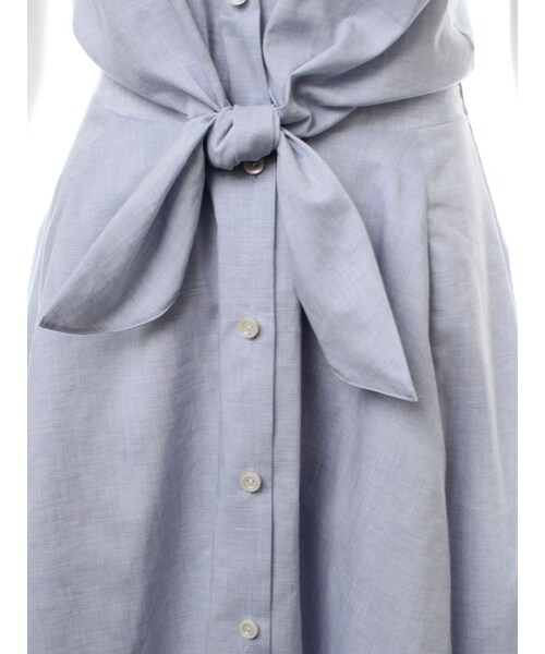 31 Sons de mode（トランテアン　ソン　ドゥ　モード）の「イレギュラーヘムシャツワンピース（ワンピース/ドレス・レディース・ブラック/ホワイト/サックスブルー・36/38）」の9枚目の写真