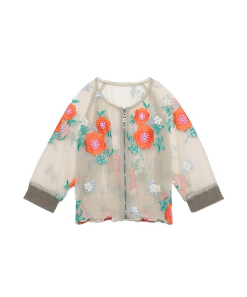 LILY BROWN（リリーブラウン）の「チュール刺繍ブルゾン（ブルゾン・レディース・OWHT/GRY/NVY・F）」の2枚目の写真