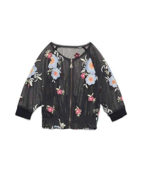 LILY BROWN（リリーブラウン）の「チュール刺繍ブルゾン（ブルゾン・レディース・OWHT/GRY/NVY・F）」の3枚目の写真