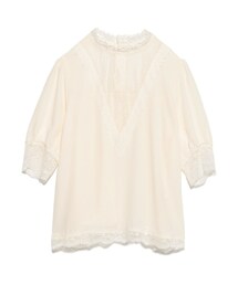 LILY BROWN | レース切替シフォントップス(トップス)
