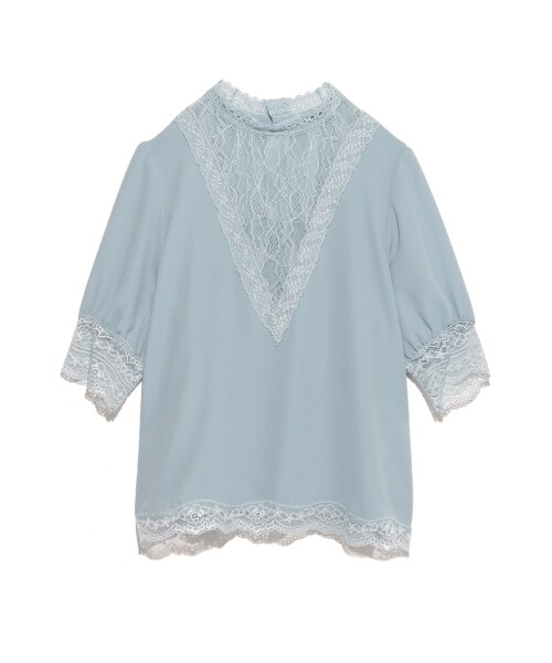 LILY BROWN（リリーブラウン）の「レース切替シフォントップス（プルオーバー・レディース・OWHT/PBEG/BLU・F）」の3枚目の写真