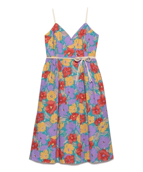 LILY BROWN（リリーブラウン）の「大花ラップ風キャミワンピース（キャミワンピース・レディース・OWHT/GRN/BLK・F）」の4枚目の写真