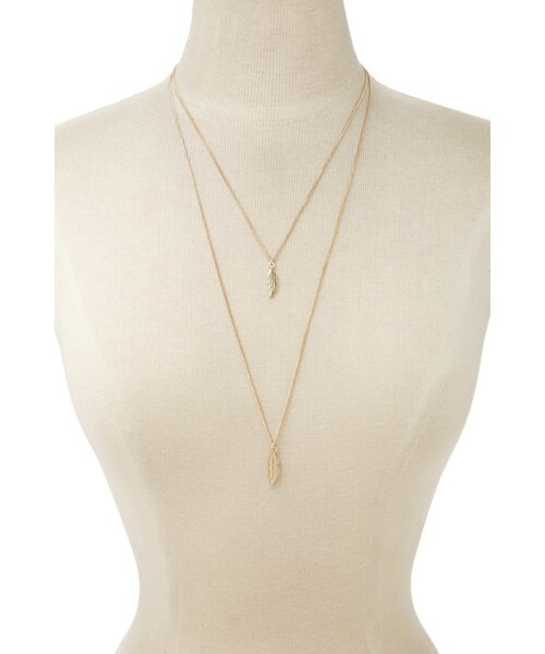 FOREVER 21（フォーエバー トゥエンティーワン）の「FOREVER 21 feather charm necklace（ネックレス・レディース・Gold/Silver・ONE SIZE）」の3枚目の写真