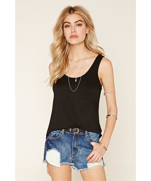 FOREVER 21（フォーエバー トゥエンティーワン）の「FOREVER 21 slub knit tank（タンクトップ・レディース・Black/Green/Pink・S/M/L）」の11枚目の写真