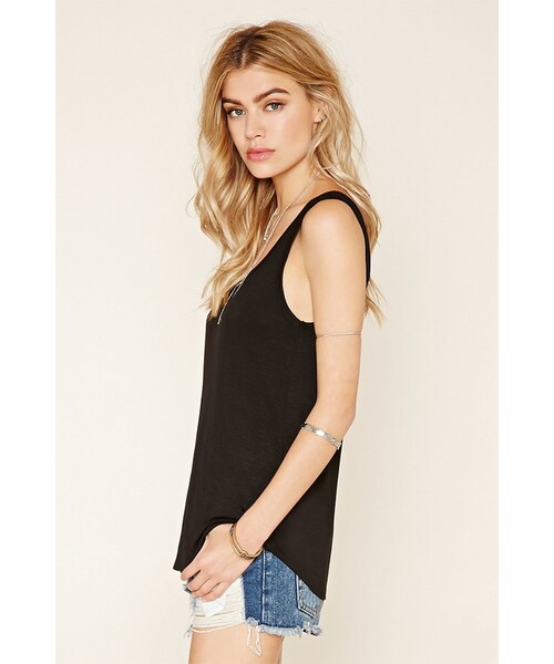 FOREVER 21（フォーエバー トゥエンティーワン）の「FOREVER 21 slub knit tank（タンクトップ・レディース・Black/Green/Pink・S/M/L）」の14枚目の写真