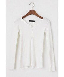 imvely | 胸元ボタンリブＴシャツ(Tシャツ/カットソー)