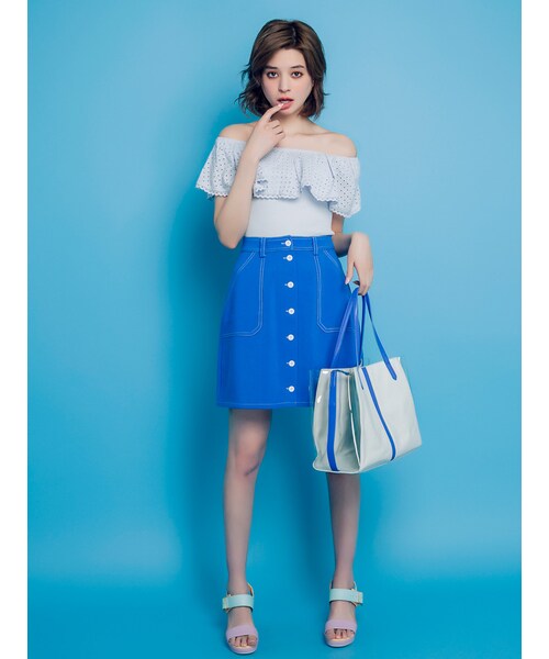 dazzlin（ダズリン）の「【se】テレコレースフリルトップス（トップス・レディース・オフホワイト/オレンジ/イエロー/ブルー・F）」の6枚目の写真