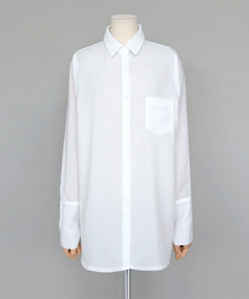 DHOLIC(ディーホリック)の「1ポケットロングカフスブラウス(シャツ/ブラウス・レディース・ピンク/ライトベージュ/ディープスカイブルー/ダークネイビー/ホワイトアイボリー/ブラック・FREE)」の2枚目の写真