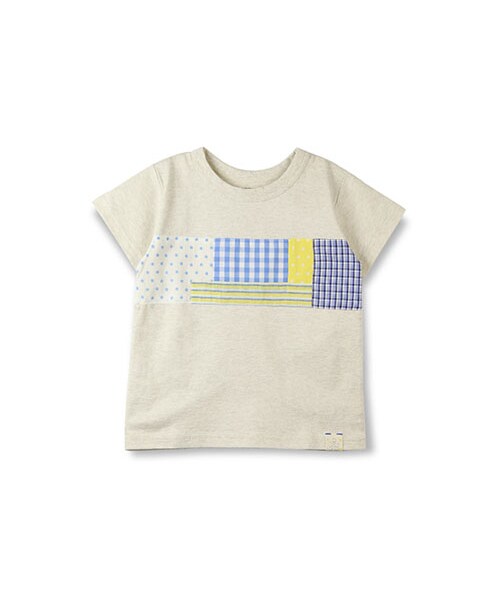 BRANSHES（ブランシェス）の「切替え半袖Tシャツ（Tシャツ/カットソー・キッズ・ベージュ/ライトグリーン・80～150）」の2枚目の写真