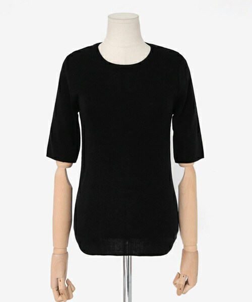 DHOLIC（ディーホリック）の「ハーフスリーブスリムニットプルオーバー（ニット/セーター・レディース・ディープスカイブルー/ピンク/カーキ/ベージュ/アイボリー/ブラック・FREE）」の3枚目の写真