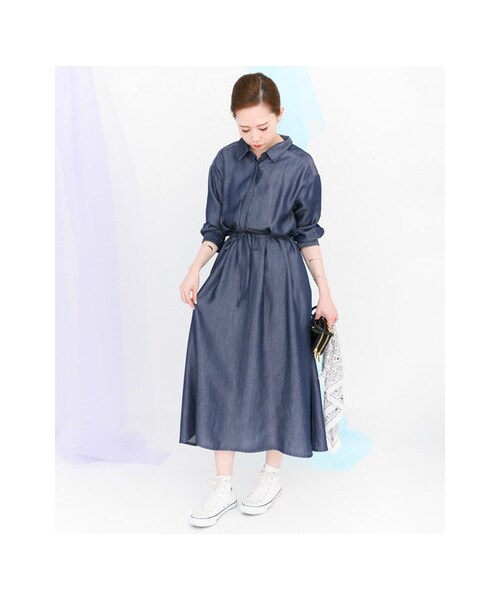 KBF(ケイビーエフ)の「テンセルデニムワンピース(ワンピース/ドレス・レディース・BLUE/ONE WASH・one)」の6枚目の写真