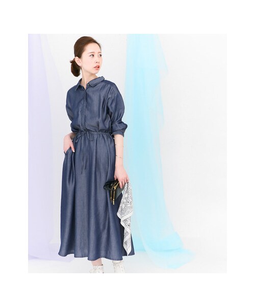 KBF(ケイビーエフ)の「テンセルデニムワンピース(ワンピース/ドレス・レディース・BLUE/ONE WASH・one)」の4枚目の写真