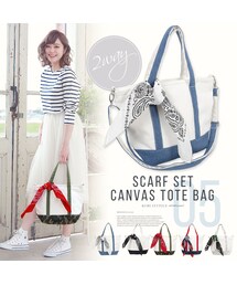 KOBE LETTUCE | 今季トレンドのスカーフがSET！ショルダーベルト付き☆キャンバスバッグ[B914]【入荷済】(バッグ)