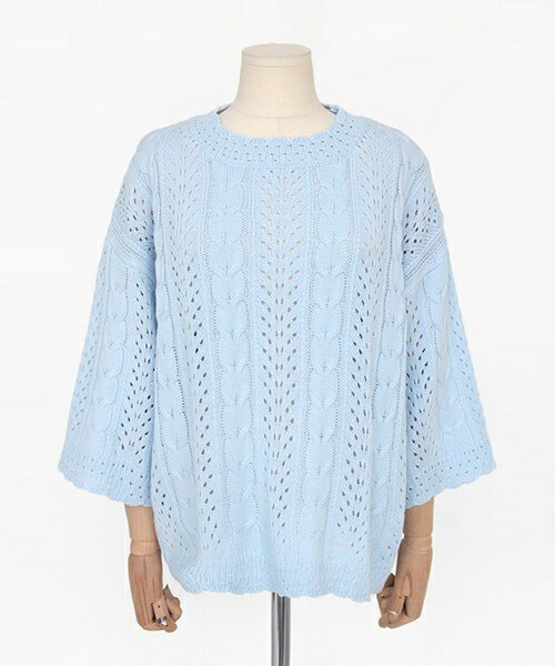 DHOLIC（ディーホリック）の「スカラップヘムクロップドニットプルオーバー（ニット/セーター・レディース・ピンク/ディープスカイブルー/ライトベージュ・FREE）」の3枚目の写真