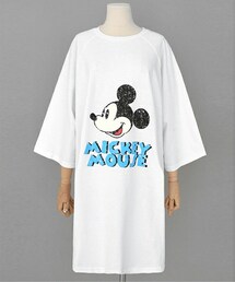 DHOLIC | ミッキープリントラグランスリーブビックTシャツ(Tシャツ/カットソー)