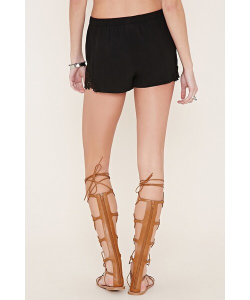 FOREVER 21（フォーエバー トゥエンティーワン）の「FOREVER 21 floral crochet-paneled shorts（その他パンツ・レディース・Black/Green/Red・XS/S/M/L）」の9枚目の写真