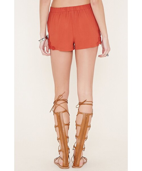 FOREVER 21（フォーエバー トゥエンティーワン）の「FOREVER 21 floral crochet-paneled shorts（その他パンツ・レディース・Black/Green/Red・XS/S/M/L）」の10枚目の写真