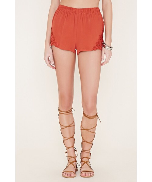 FOREVER 21（フォーエバー トゥエンティーワン）の「FOREVER 21 floral crochet-paneled shorts（その他パンツ・レディース・Black/Green/Red・XS/S/M/L）」の17枚目の写真